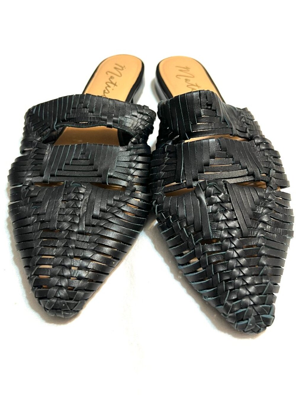 Matisse East End Womens 10 Black Woven Leather Huarache Mule Slides